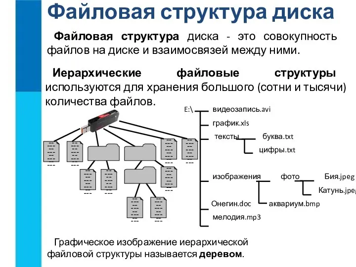 Файловая структура диска Файловая структура диска - это совокупность файлов на диске