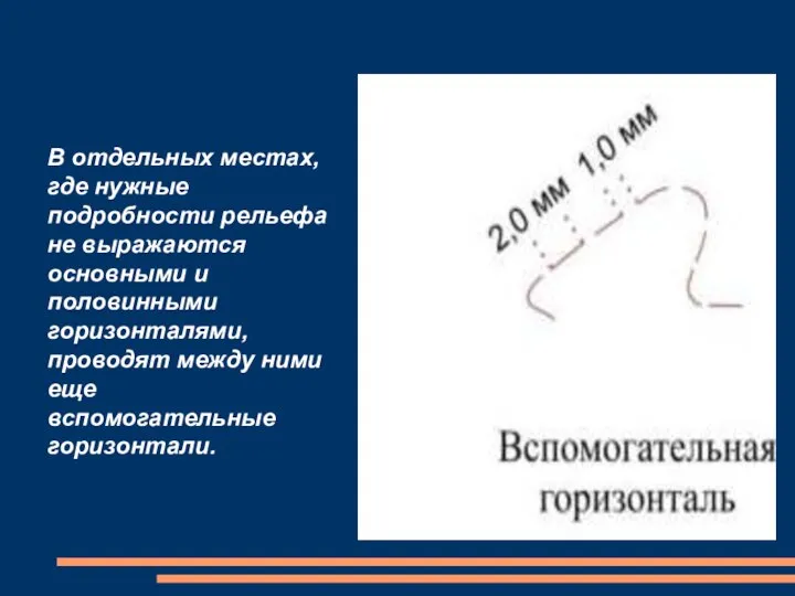 В отдельных местах, где нужные подробности рельефа не выражаются основными и половинными