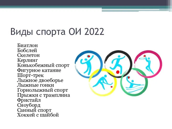 Виды спорта ОИ 2022 Биатлон Бобслей Скелетон Керлинг Конькобежный спорт Фигурное катание