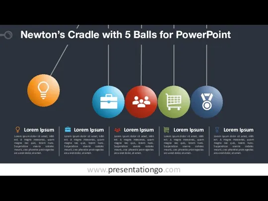 Newton’s Cradle with 5 Balls for PowerPoint