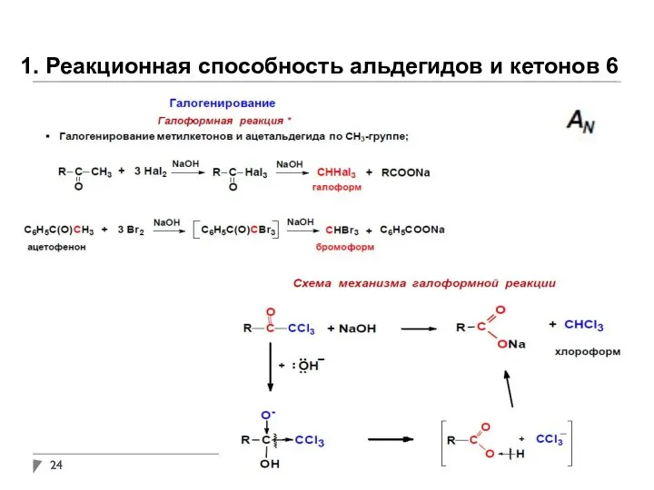 1. Реакционная способность альдегидов и кетонов 6