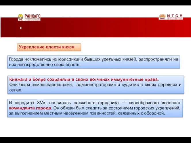 . . Княжата и бояре сохраняли в своих вотчинах иммунитетные права. Они