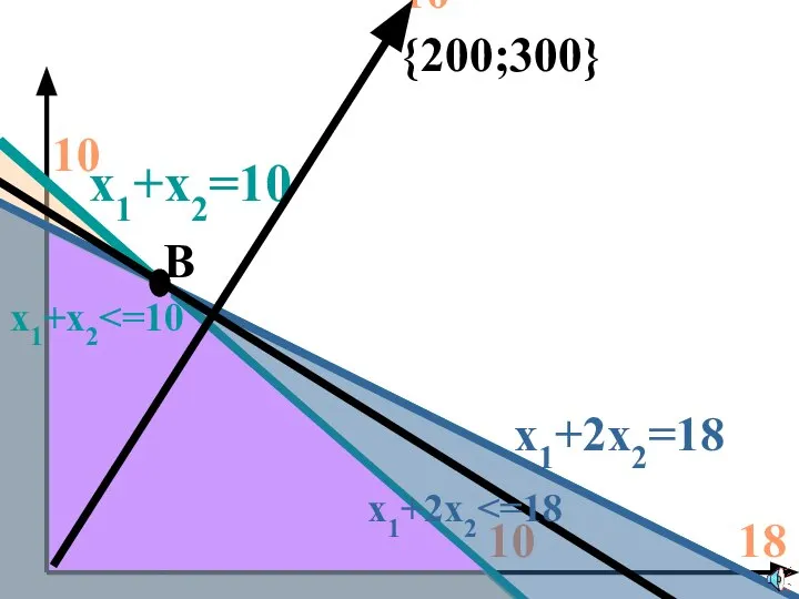 10 x1+x2=10 10 10 x1+2x2=18 9 18 {200;300} B x1+x2 x1+2x2