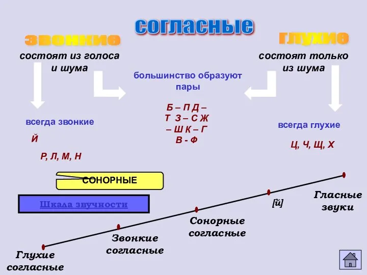 согласные звонкие глухие большинство образуют пары всегда звонкие всегда глухие Б –