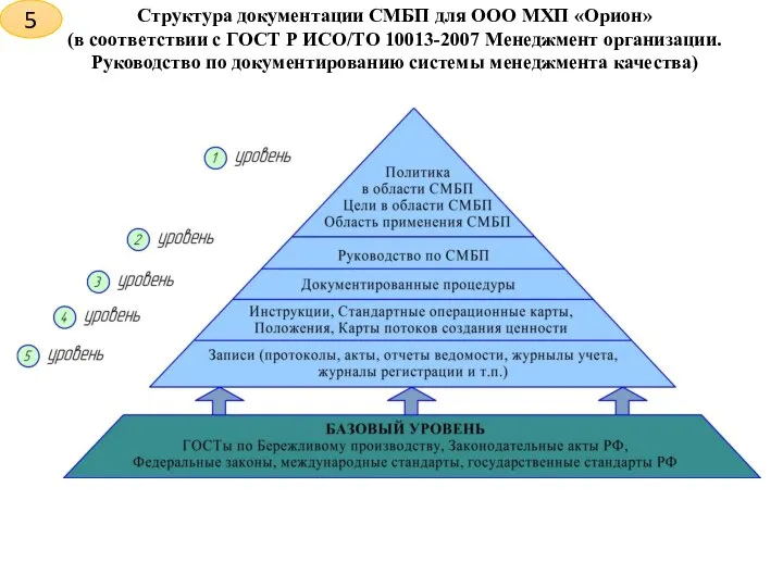Структура документации СМБП для ООО МХП «Орион» (в соответствии с ГОСТ Р