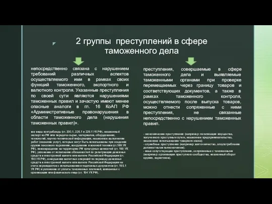 2 группы преступлений в сфере таможенного дела непосредственно связана с нарушением требований