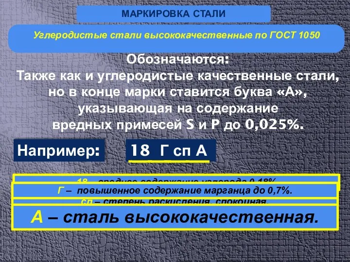 Обозначаются: Также как и углеродистые качественные стали, но в конце марки ставится