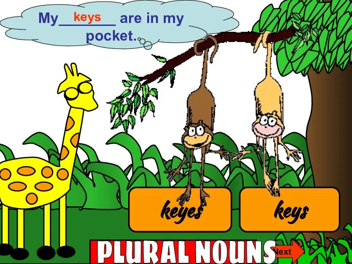 keyes My_______ are in my pocket. Next keys keys