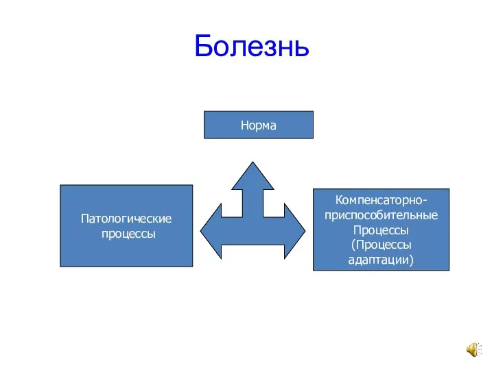 Болезнь Норма Патологические процессы Компенсаторно- приспособительные Процессы (Процессы адаптации)