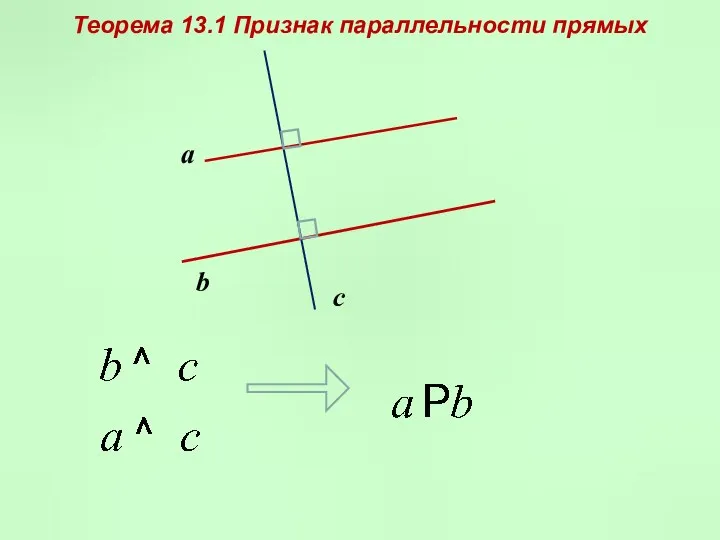 с Теорема 13.1 Признак параллельности прямых