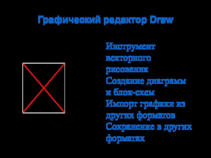 Графический редактор Draw Инструмент векторного рисования Создание диаграмм и блок-схем Импорт графики