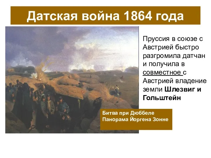 Датская война 1864 года Битва при Дюббеле Панорама Йоргена Зонне Пруссия в