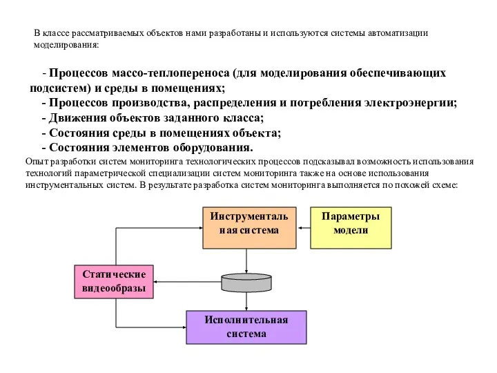 В классе рассматриваемых объектов нами разработаны и используются системы автоматизации моделирования: -