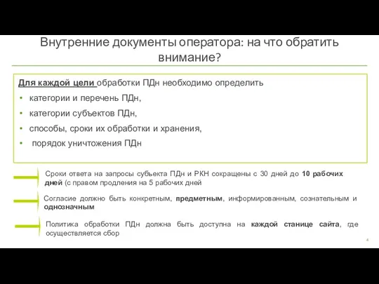 Для каждой цели обработки ПДн необходимо определить категории и перечень ПДн, категории