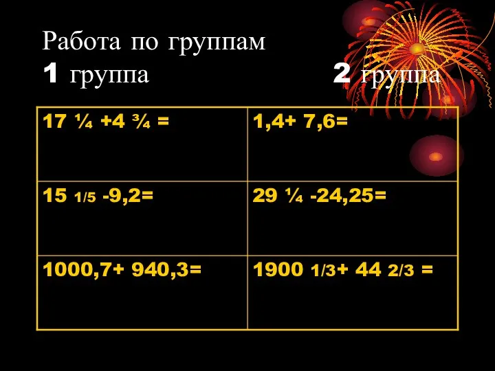 Работа по группам 1 группа 2 группа