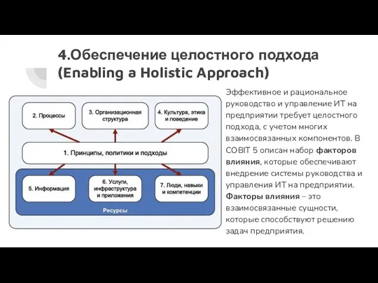 4.Обеспечение целостного подхода (Enabling a Holistic Approach) Эффективное и рациональное руководство и