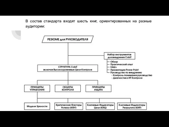 В состав стандарта входят шесть книг, ориентированных на разные аудитории: