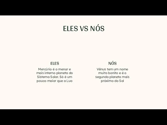 ELES VS NÓS Mercúrio é o menor e mais interno planeta do