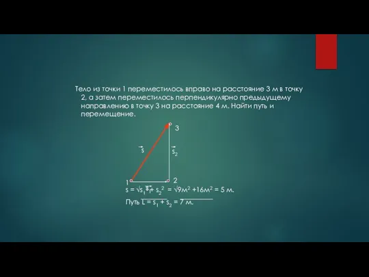 Тело из точки 1 переместилось вправо на расстояние 3 м в точку