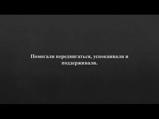 Помогали передвигаться, успокаивали и поддерживали.