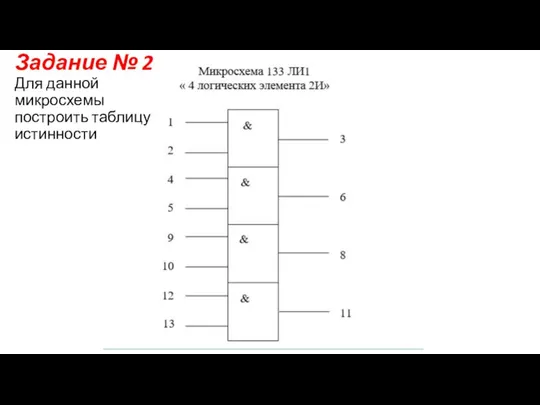 Задание № 2 Для данной микросхемы построить таблицу истинности