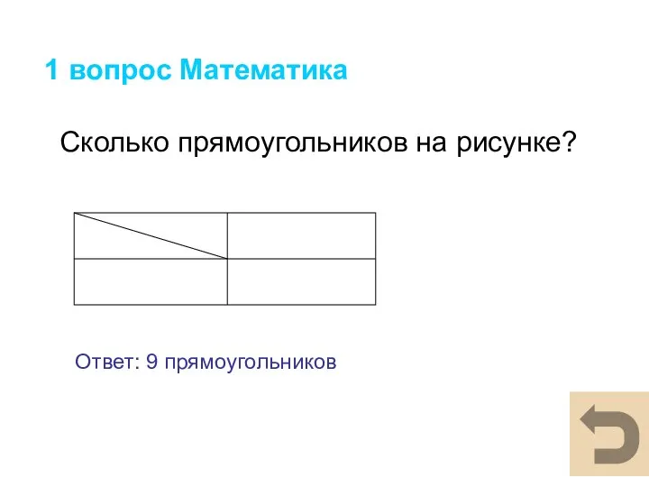 1 вопрос Математика Сколько прямоугольников на рисунке? Ответ: 9 прямоугольников