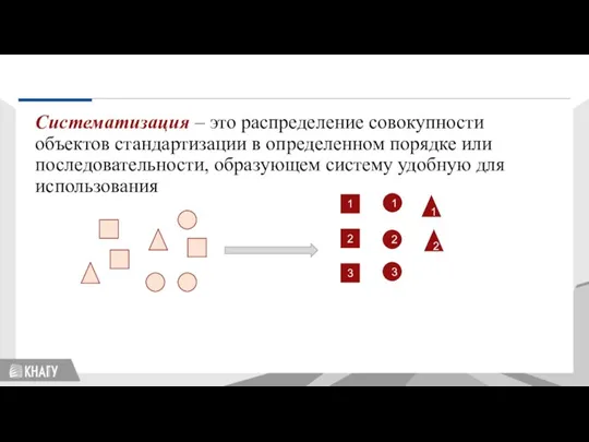 Стандартизация Систематизация – это распределение совокупности объектов стандартизации в определенном порядке или