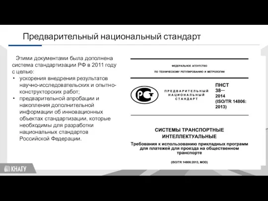 Стандартизация Предварительный национальный стандарт Этими документами была дополнена система стандартизации РФ в