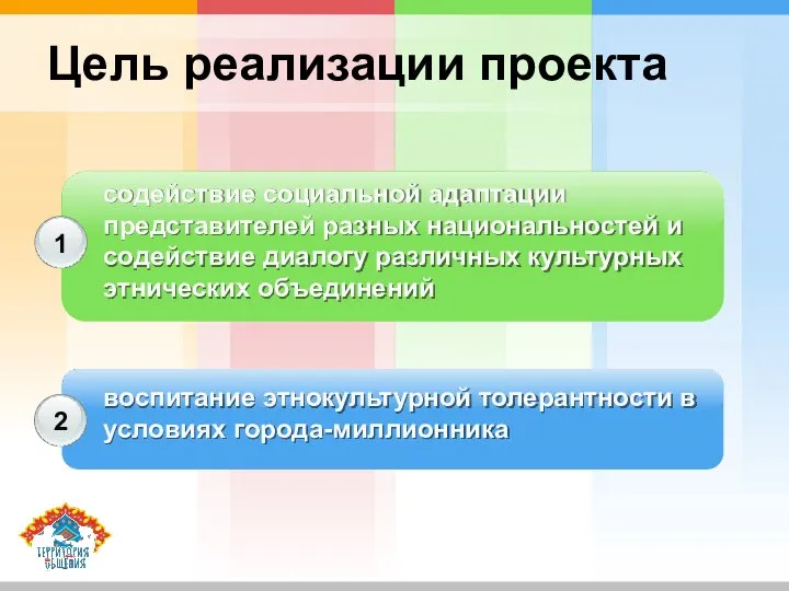 содействие социальной адаптации представителей разных национальностей и содействие диалогу различных культурных этнических