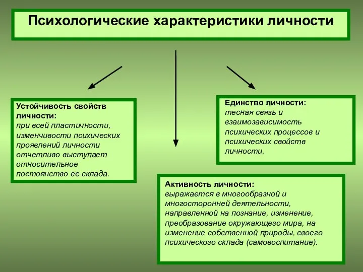 Психологические характеристики личности Устойчивость свойств личности: при всей пластичности, изменчивости психических проявлений