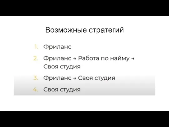 Возможные стратегий