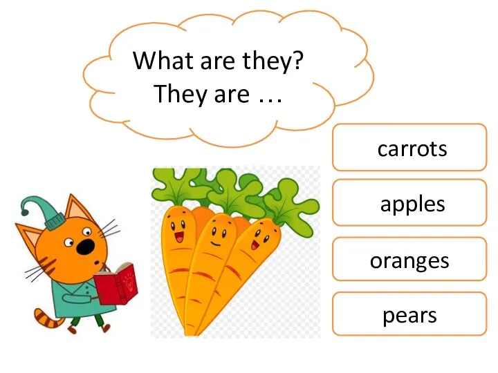 What are they? They are … carrots apples oranges pears