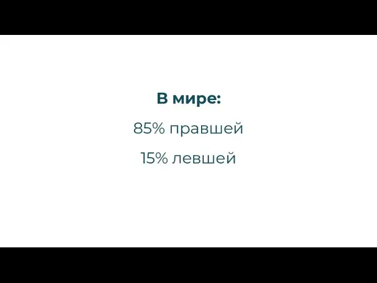 В мире: 85% правшей 15% левшей