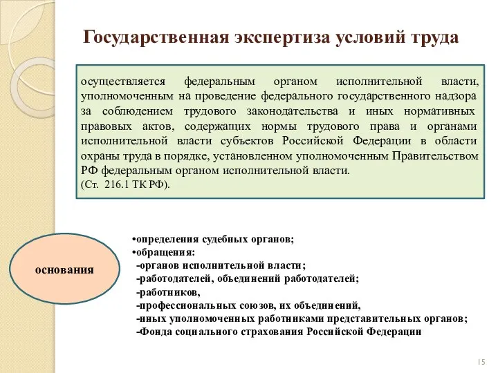 Государственная экспертиза условий труда осуществляется федеральным органом исполнительной власти, уполномоченным на проведение