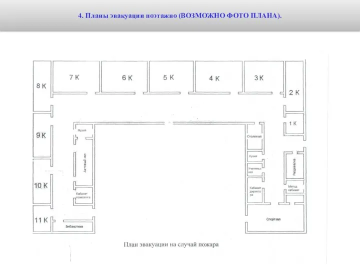 4. Планы эвакуации поэтажно (ВОЗМОЖНО ФОТО ПЛАНА).