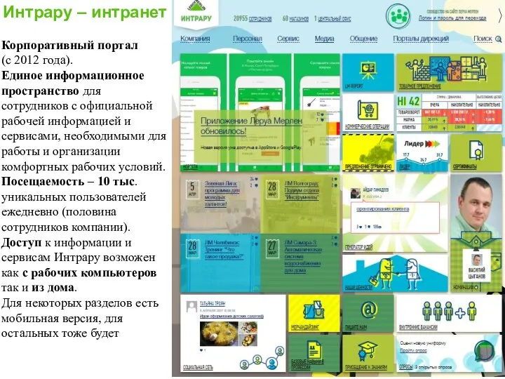 Интрару – интранет Корпоративный портал (с 2012 года). Единое информационное пространство для