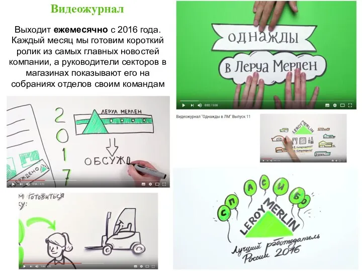 Видеожурнал Выходит ежемесячно с 2016 года. Каждый месяц мы готовим короткий ролик