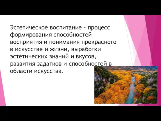 Эстетическое воспитание - процесс формирования способностей восприятия и понимания прекрасного в искусстве