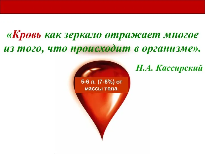 «Кровь как зеркало отражает многое из того, что происходит в организме». Н.А.