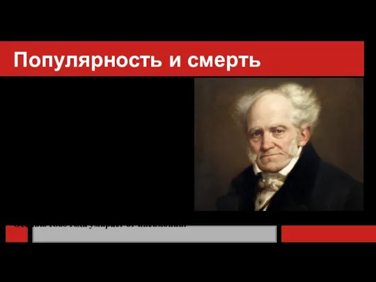 Популярность и смерть В период социальных потрясений середины XIX века Шопенгауэр становится