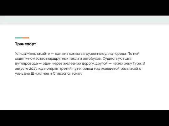 Транспорт Улица Мельникайте — одна из самых загруженных улиц города. По ней