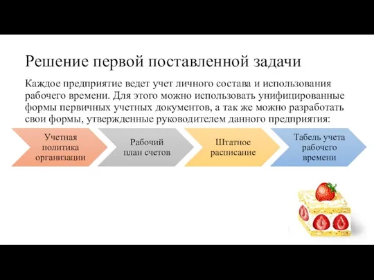 Решение первой поставленной задачи Каждое предприятие ведет учет личного состава и использования