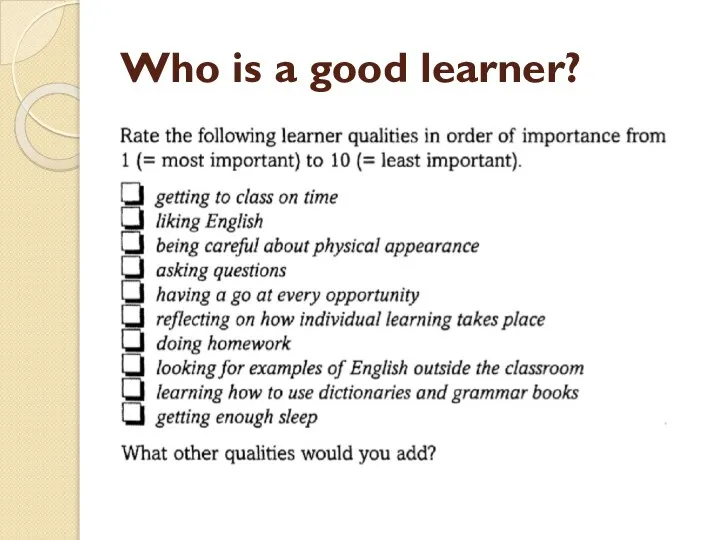 Who is a good learner?