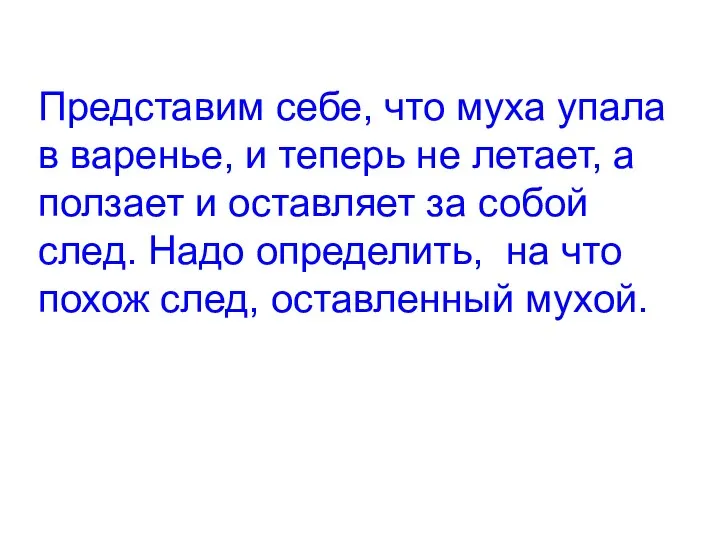 Представим себе, что муха упала в варенье, и теперь не летает, а