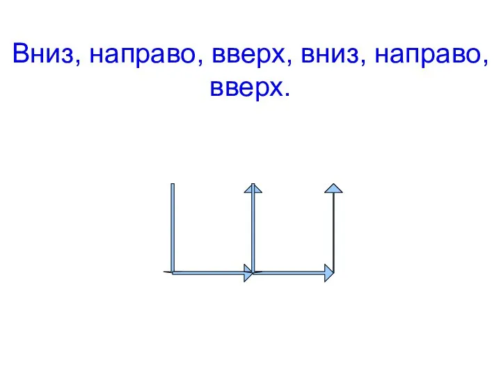 Вниз, направо, вверх, вниз, направо, вверх.