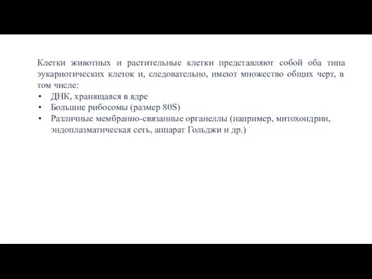 Клетки животных и растительные клетки представляют собой оба типа эукариотических клеток и,