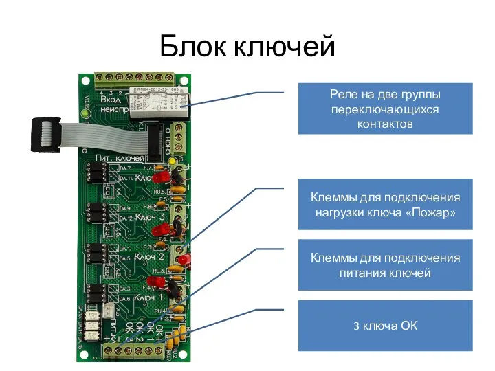 Блок ключей Клеммы для подключения питания ключей 3 ключа ОК Клеммы для