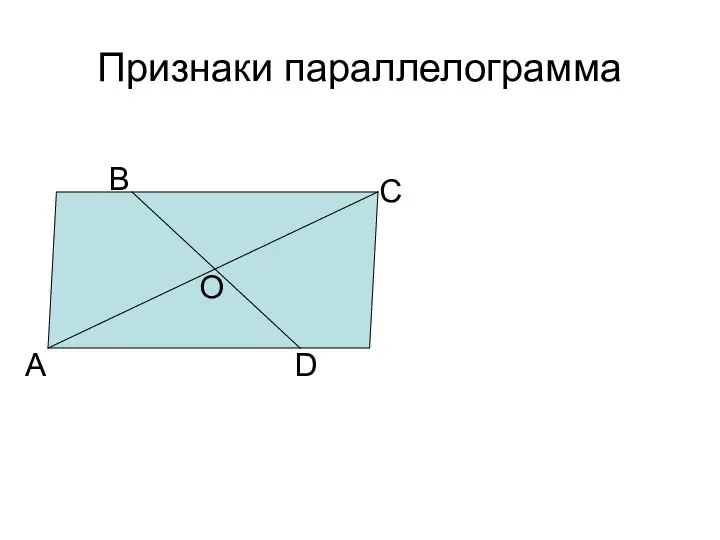 Признаки параллелограмма А В С D O