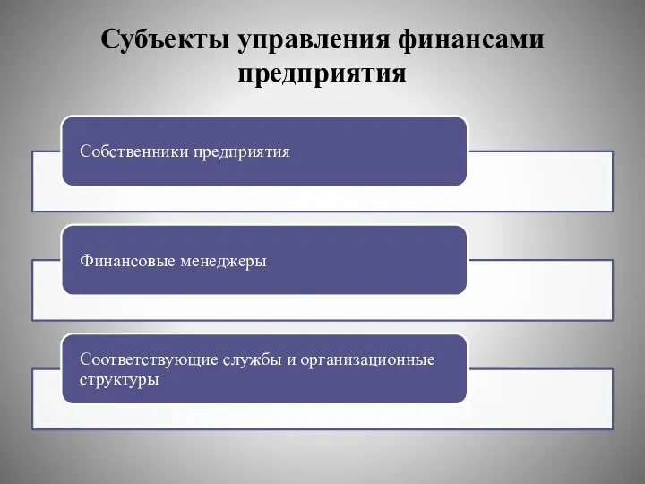 Субъекты управления финансами предприятия