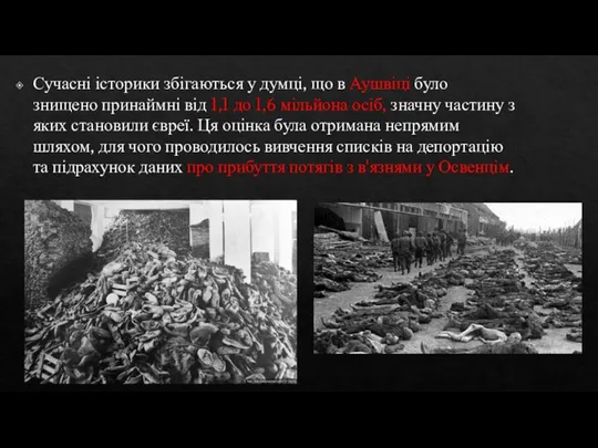 Сучасні історики збігаються у думці, що в Аушвіці було знищено принаймні від